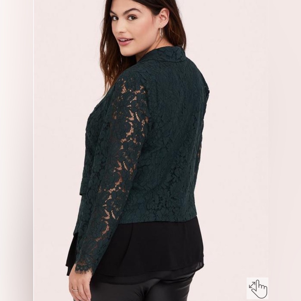 Torrid Plus Size Green Gables Lace Open Front Bla… - image 3